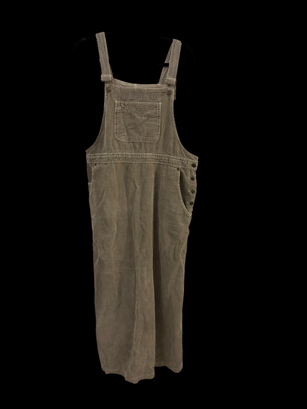 Eddie Bauer Corduroy Bib Dress 100% Cotton L Side Pockets Minimalist Simple